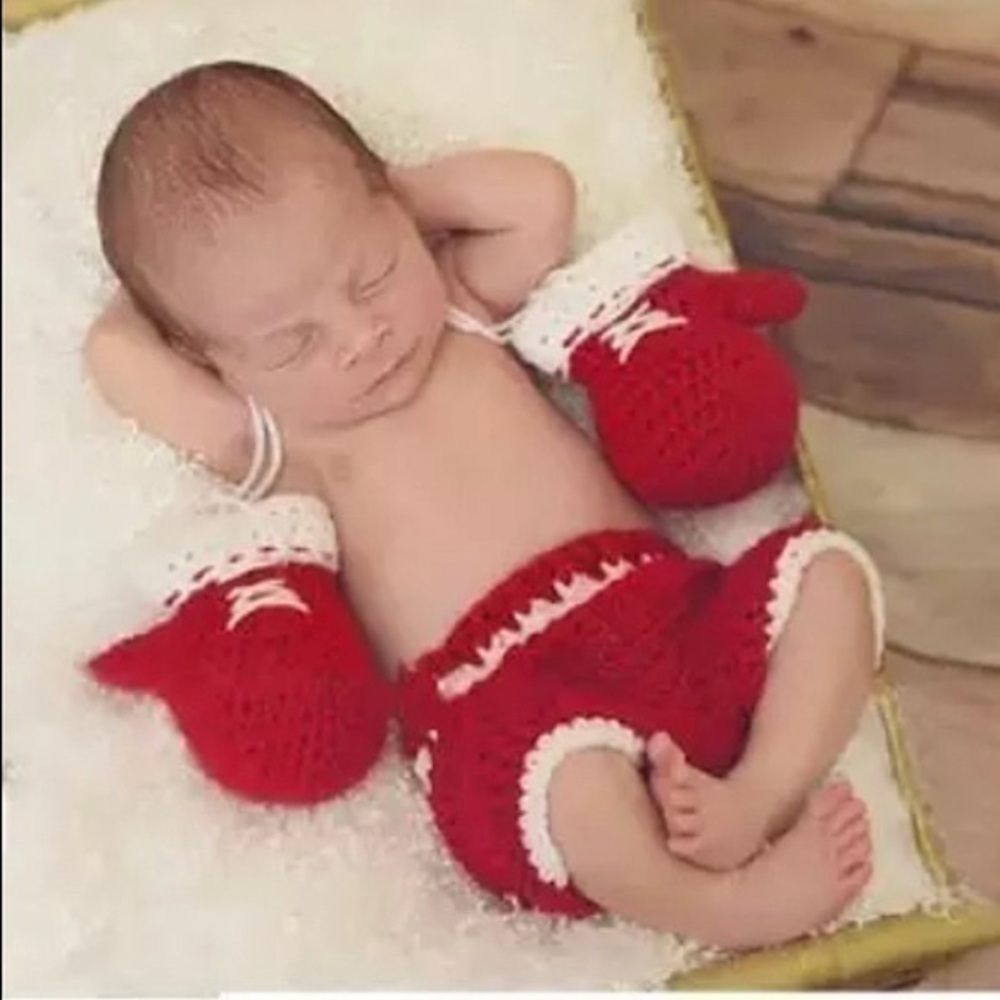 Red 2 piece boxing newborn photo prop